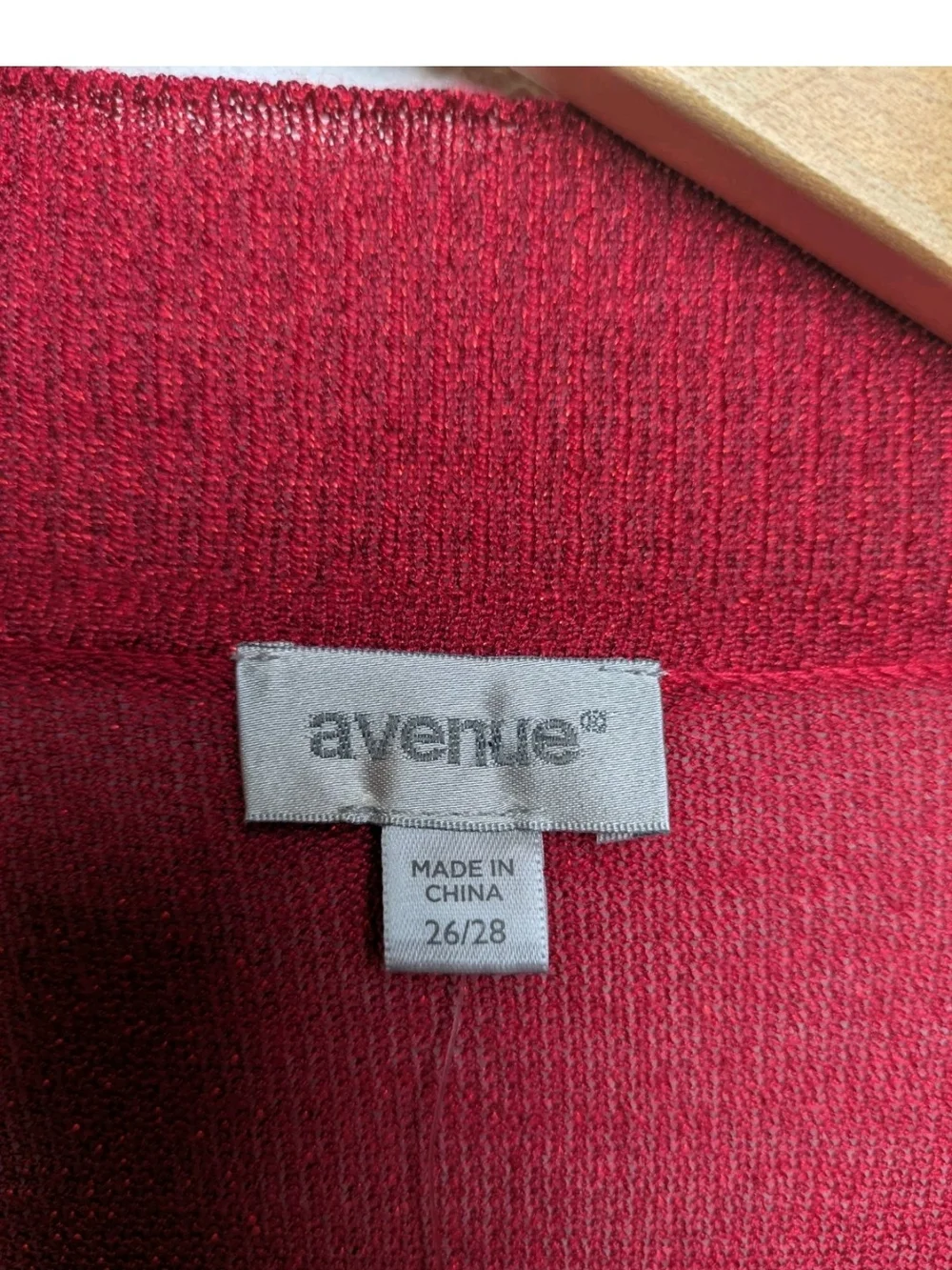 Avenue Red Sparkle Metallic Cardigan Open Front New NWT 26/28 3X Metallic